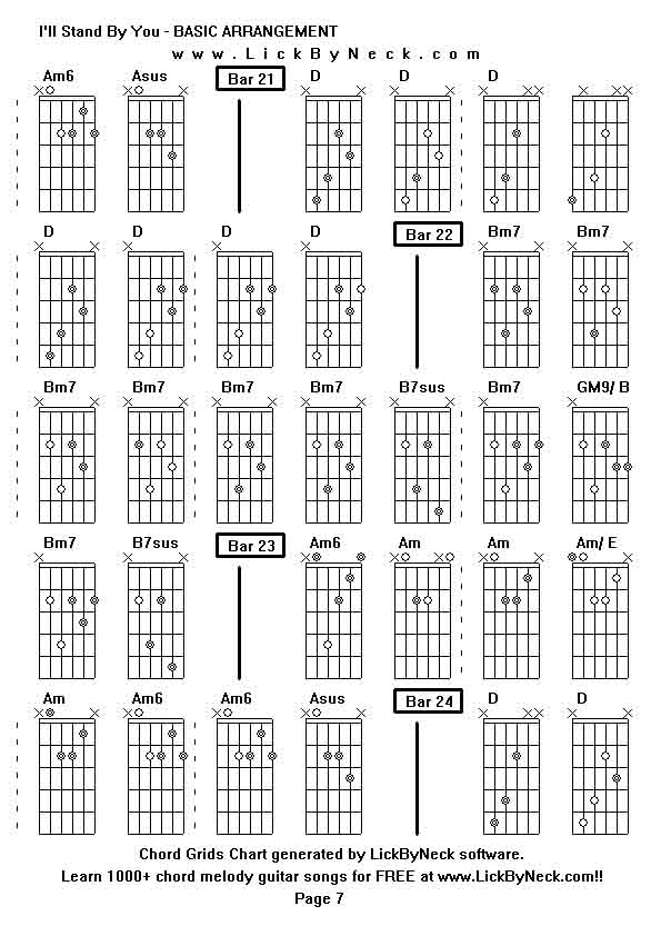 Chord Grids Chart of chord melody fingerstyle guitar song-I'll Stand By You - BASIC ARRANGEMENT,generated by LickByNeck software.